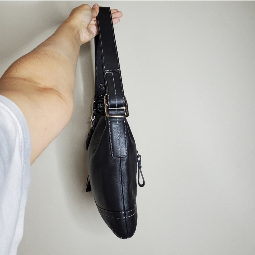 Coach 1415 Soho Slim Y2K Black Leather Hobo Fringe Tasseled Shoulder Bag - Picture 8 of 13
